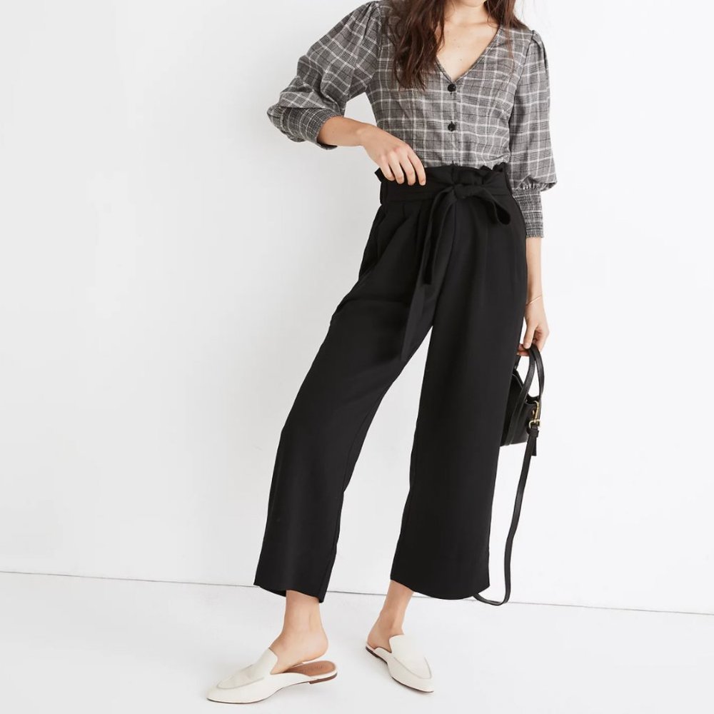 Madewell Tie-Waist Huston Pull-On Crop Pants NWOT